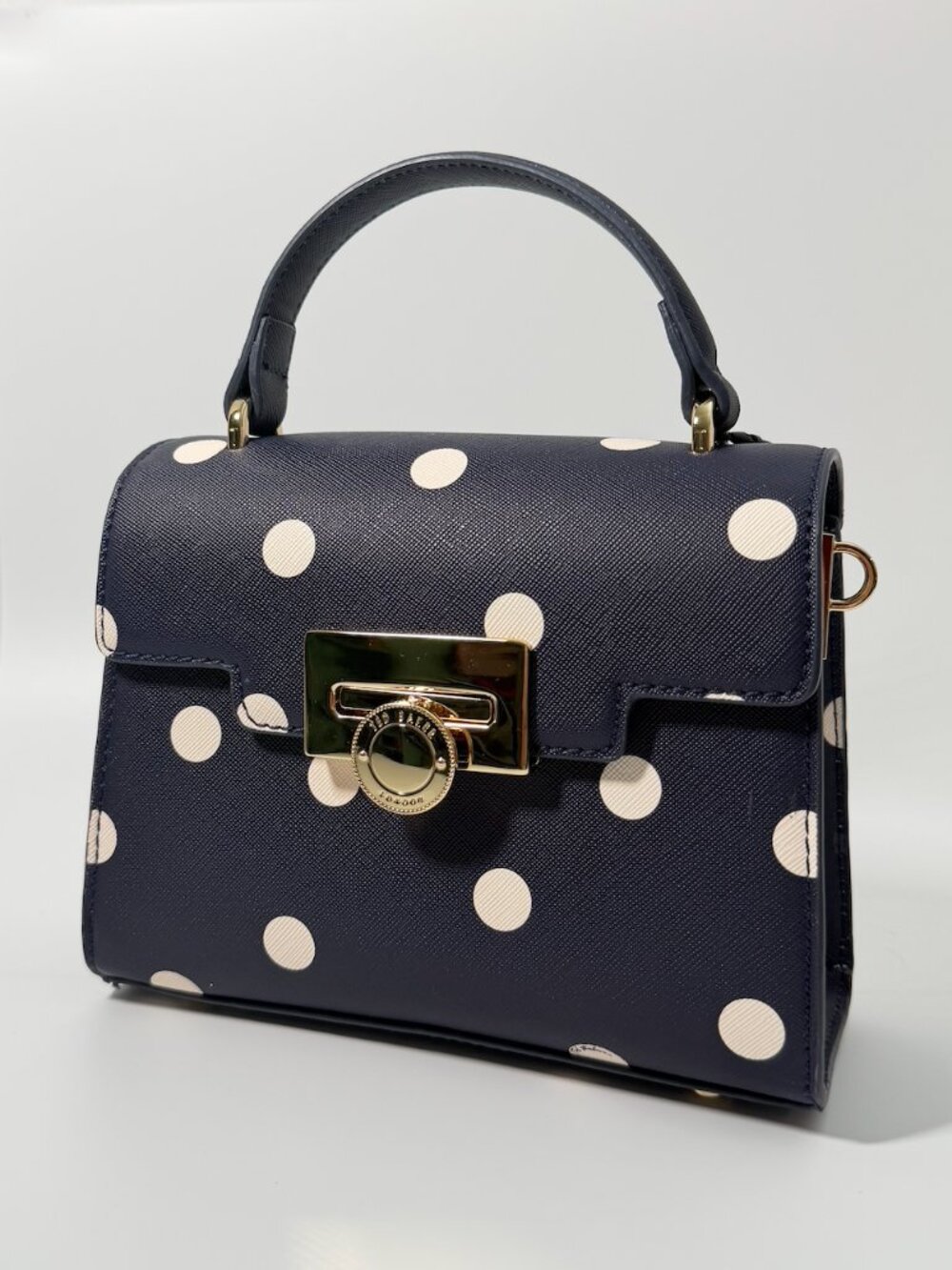 NWT Ted Baker Lili Top Handle Satchel Navy White Polka Dot Crossbody Bag